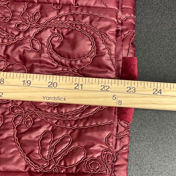 Zenergy by Chico's Quilted Embroidered Jacket Burgundy Velvet Trim Womens Size 0 - Picture 10 of 11